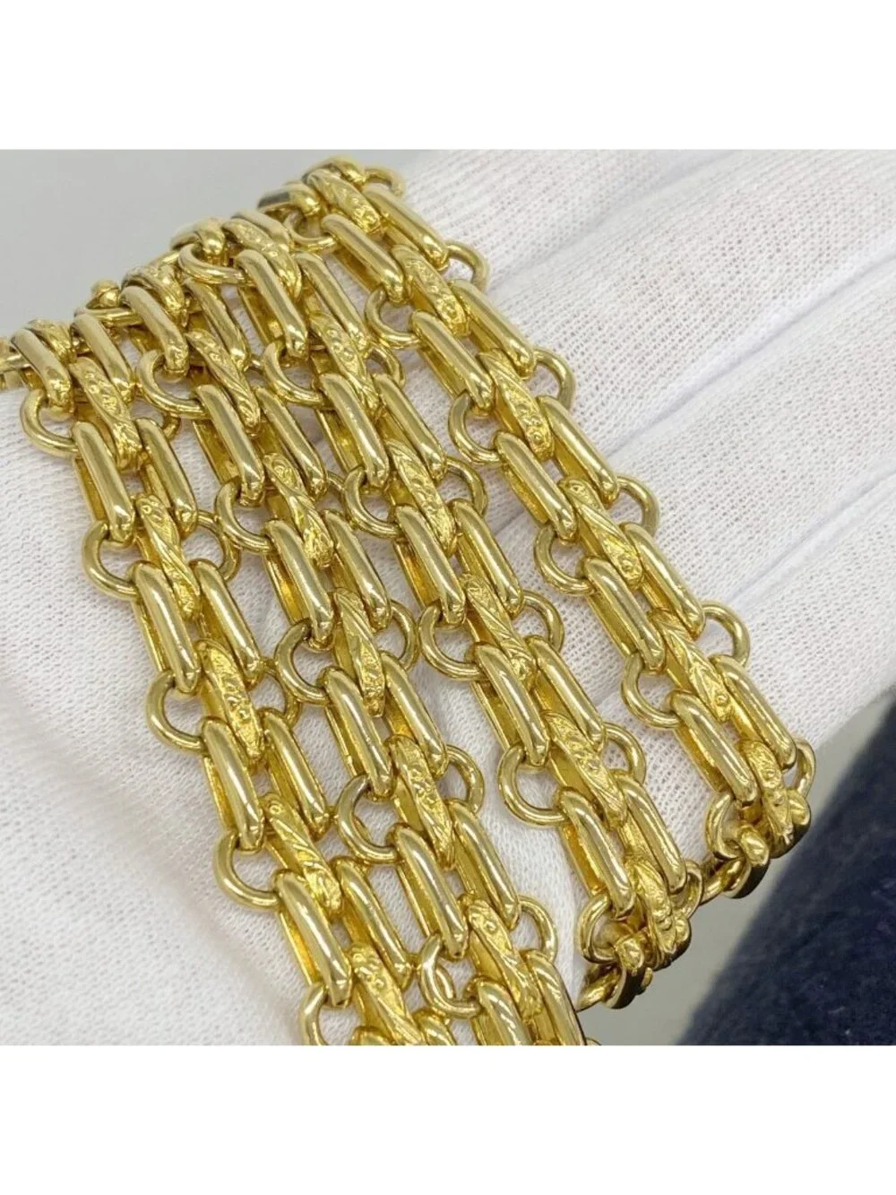 Chanel Shoulder Bag Quilted Navy Gold